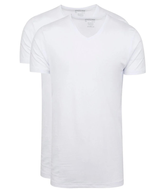 Slater 2022 8200 wit Slater heren t-shirts 2-pack v-hals stretch