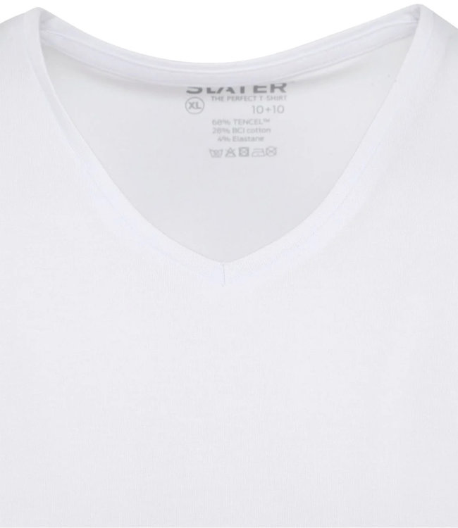 Slater 2022 8200 wit Slater heren t-shirts 2-pack v-hals stretch