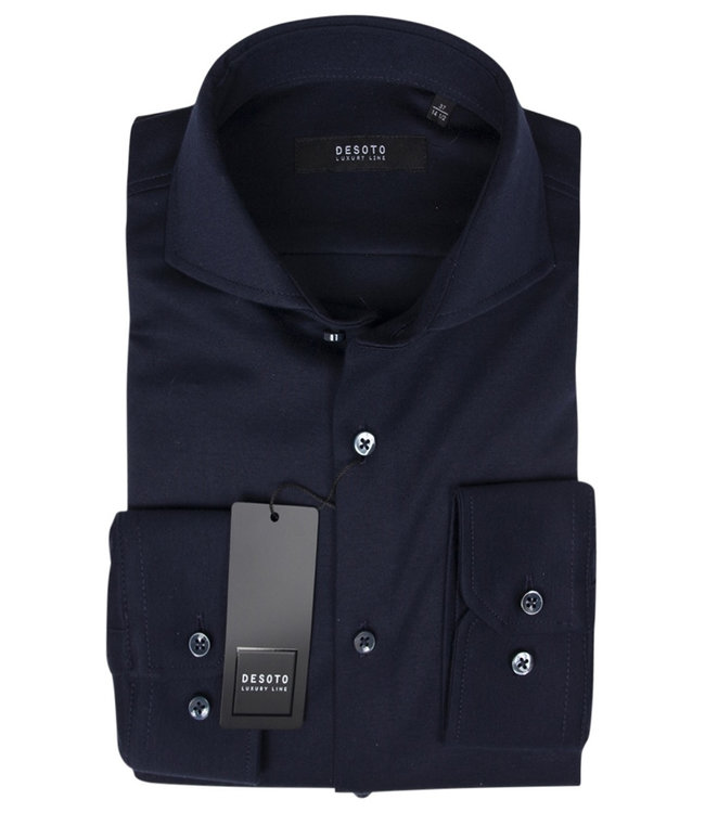 Desoto Luxury 2024 10008-30 051 heren overhemd slim fit donkerblauw supima katoen