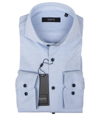 Desoto Luxury overhemd slim fit lichtblauw supima katoen jersey pique