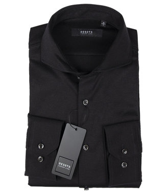 Desoto Luxury overhemd slim fit zwart supima katoen jersey tricot