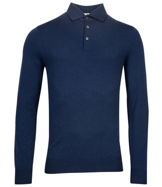 Thomas Maine heren polo lange mouw blauw