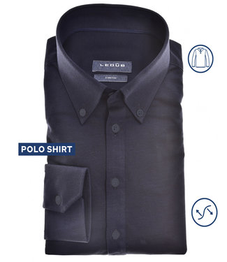 jersey lange mouw polo slim fit donkerblauw