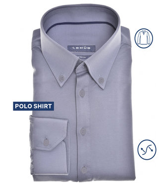 jersey lange mouw polo slim fit blauw grijs