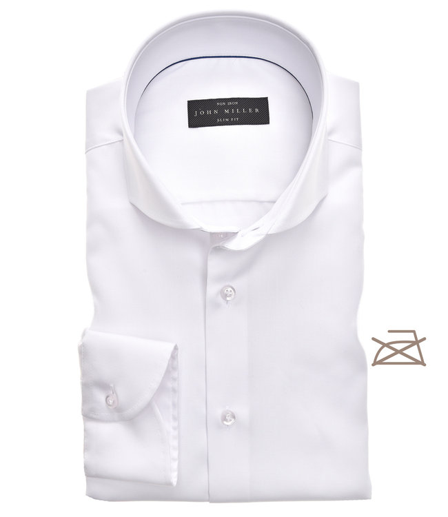 John Miller 5346511 910 John Miller heren overhemd slim fit wit cut away strijkvrij non-iron