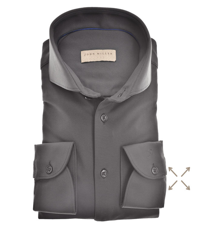 John Miller 5138296 570 donkergroen structuur heren overhemd hyperstretch