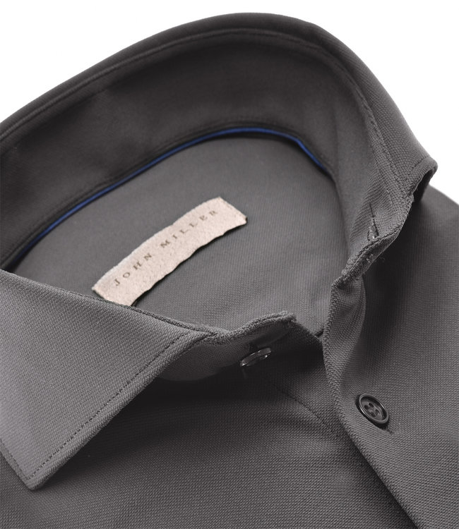 John Miller 5138296 570 donkergroen structuur heren overhemd hyperstretch