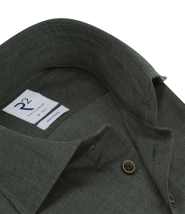 NOS.WOOL.004/070/40 overhemd donkergroen wide spread wol