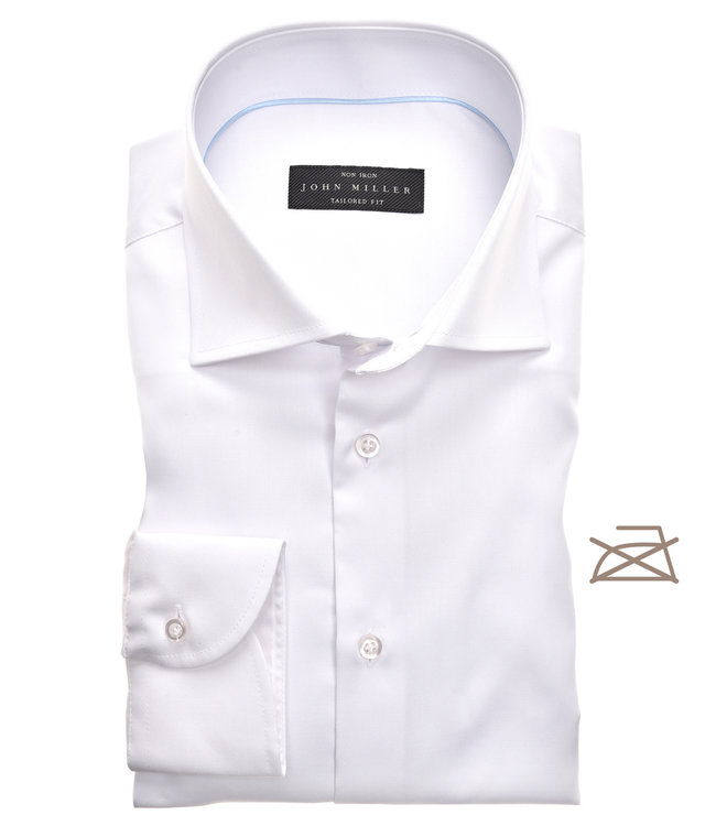 John Miller 5333511 910-000 wit heren overhemd strijkvrij katoen wide spread