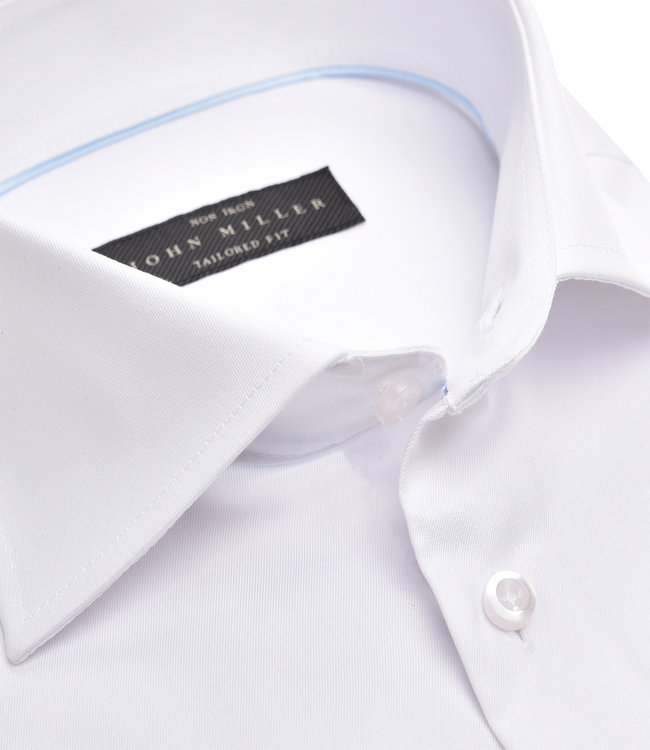 John Miller 5333511 910-000 wit heren overhemd strijkvrij katoen wide spread