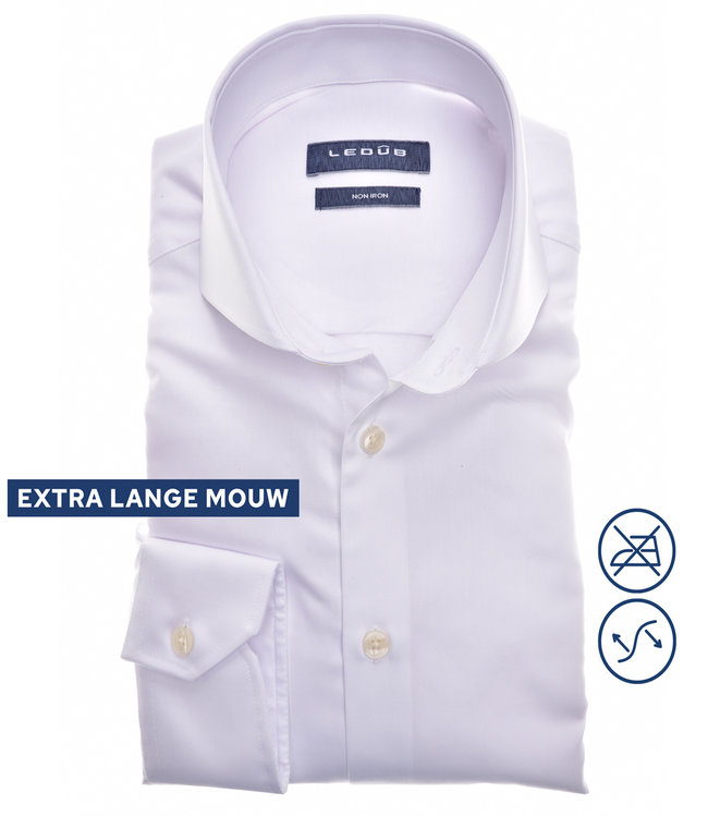 0140770 910 Ledub heren overhemd slim fit mouwlengte 7 wit strijkvrij