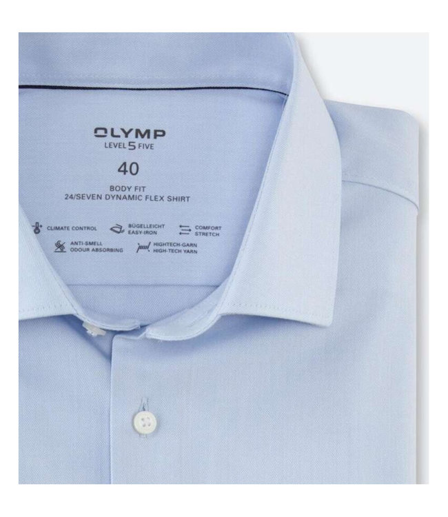 Olymp 0734 64 11 olymp strijkvrij overhemd lichtblauw stretch body fit