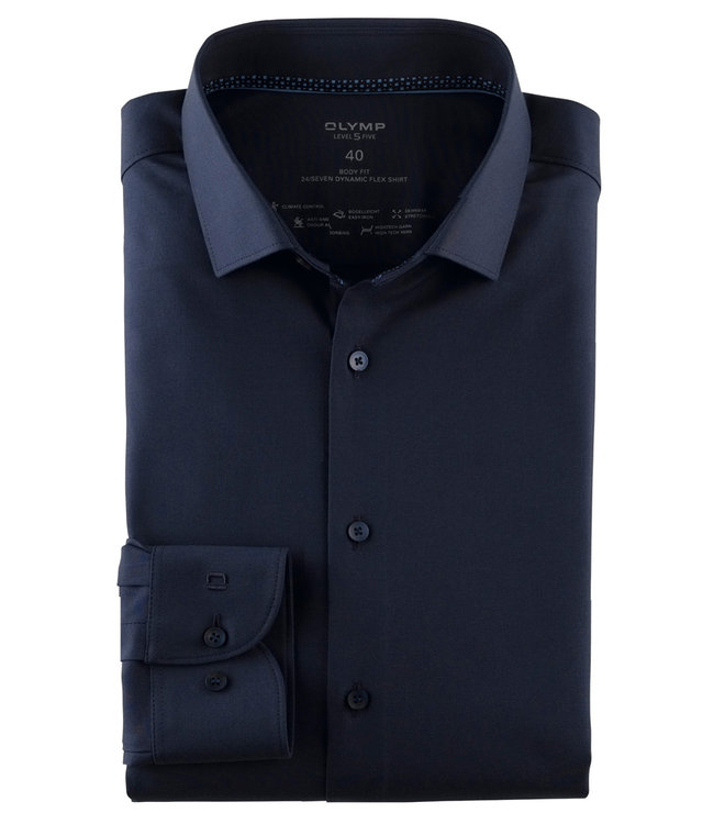 Olymp 2054 34 18  olymp strijkvrij overhemd donkerblauw stretch body fit