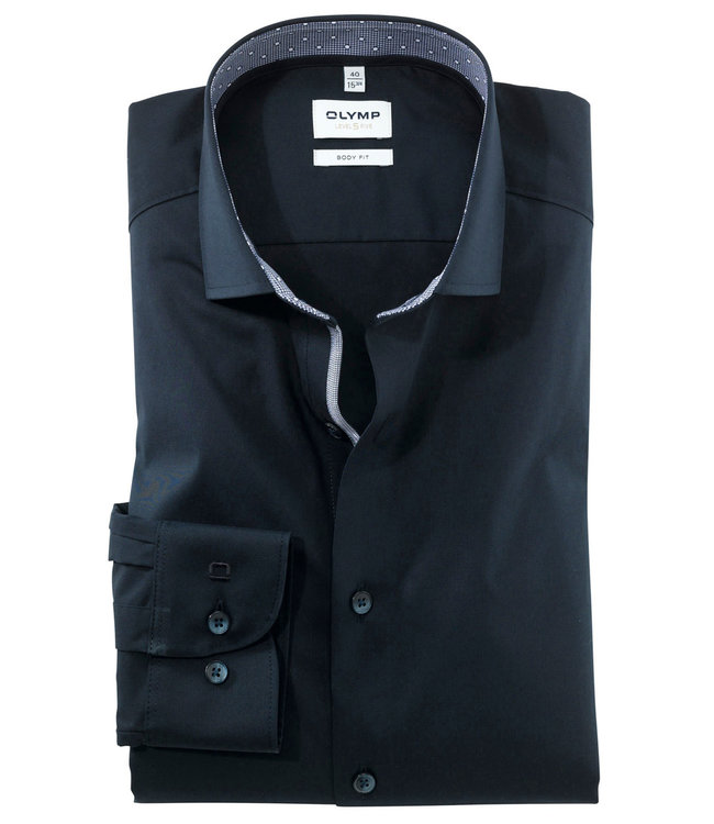 Olymp  2065 24 08 olymp overhemd donkerblauw katoen stretch body fit