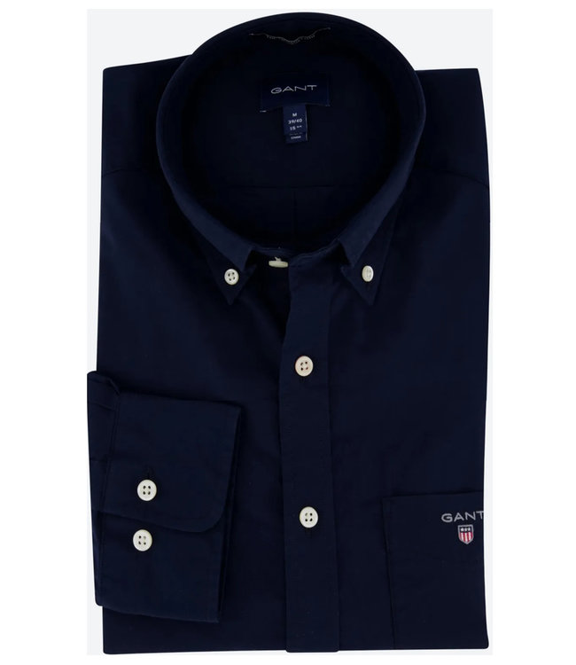 3046400 Gant heren overhemd donkerblauw 1knoops button down Shirtsupplier.nl