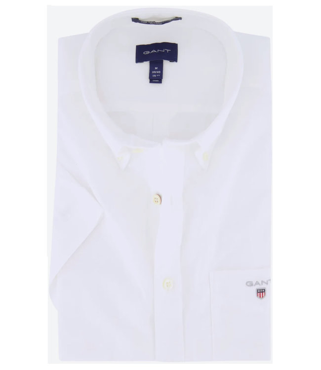 Gant 2023 zomer 3046401 110 Gant heren overhemd wit korte mouw