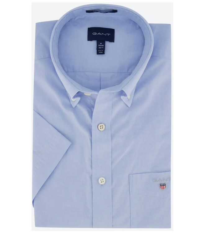 Gant 2023 zomer 3046401 420 Gant heren overhemd lichtblauw korte mouw