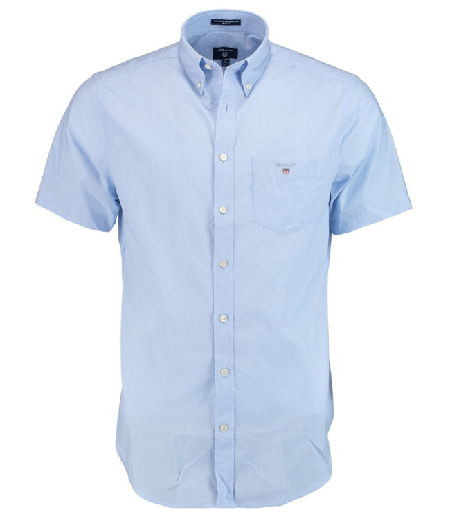 Gant 2023 zomer 3046401 420 Gant heren overhemd lichtblauw korte mouw