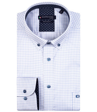 wit blauw ruitje button down