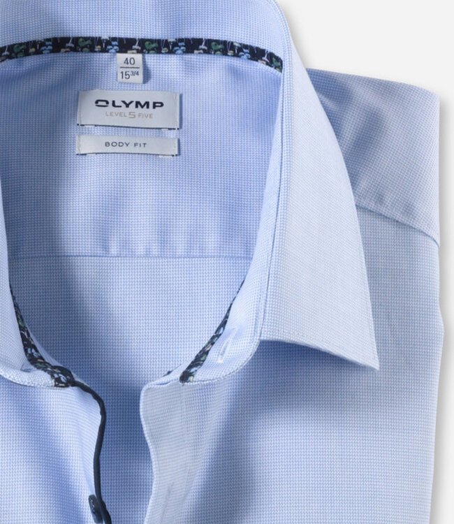 Olymp 2059 24 11 body fit heren overhemd lichtblauw structuur katoen stretch