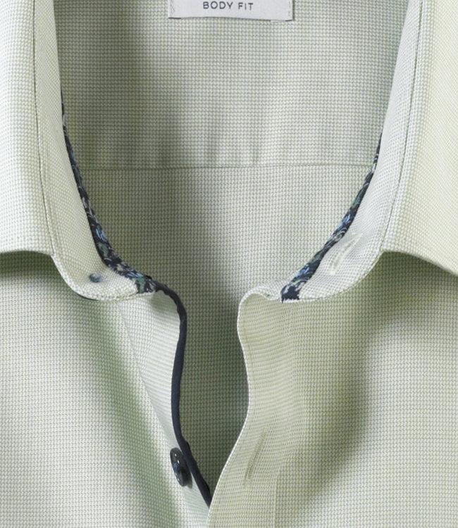 Olymp 2059 24 44 body fit heren overhemd limoen groen structuur katoen stretch
