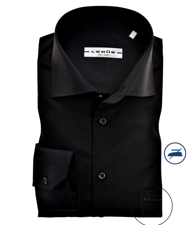 overhemd modern fit zwart strijkvrij