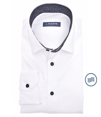 overhemd modern fit wit donkerblauwe knopen