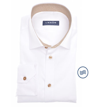 overhemd modern fit wit beige bruin knopen