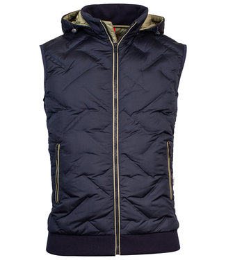 Giordano Tailored bodywarmer donkerblauw groene details capuchon