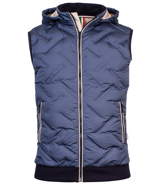 bodywarmer jeans blauw donkerblauw capuchon