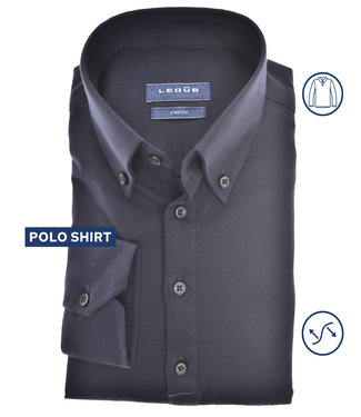 jersey lange mouw polo slim fit donkerblauw