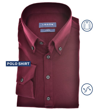 jersey lange mouw polo slim fit bordeaux rood