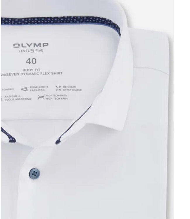 Olymp 2054 34 00  olymp strijkvrij overhemd wit stretch body fit