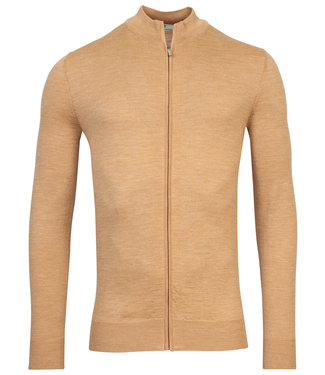 Thomas Maine heren merino wol licht camel melange vest met rits