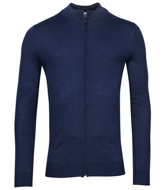 Thomas Maine heren merino wol donker jeans blauw vest met rits