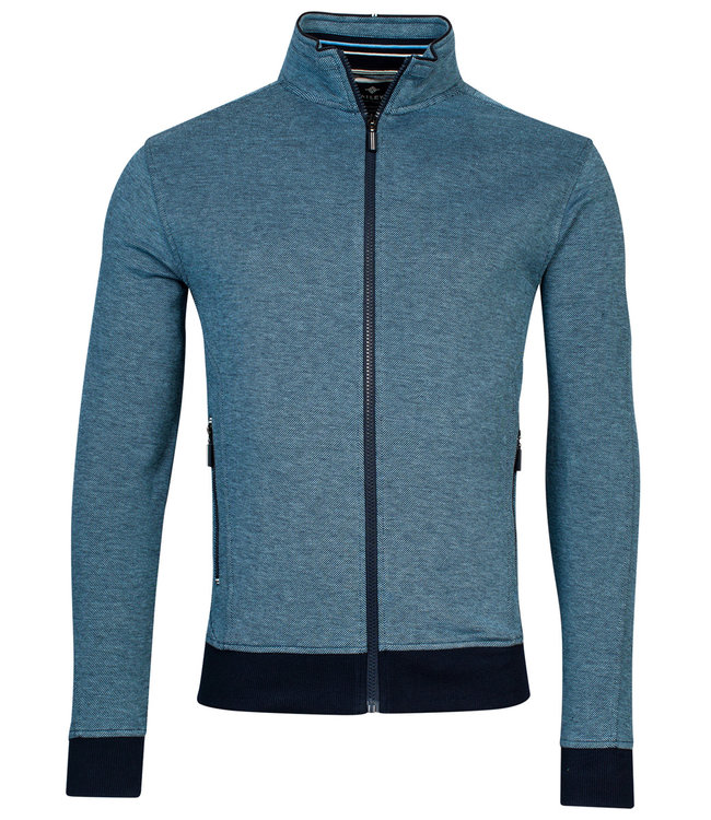 312209-60 heren vest blauw structuur ritsen en zakken