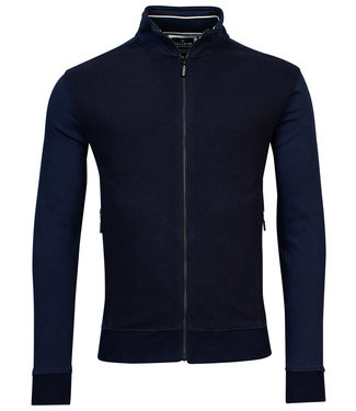 heren vest donkerblauw structuur ritsen