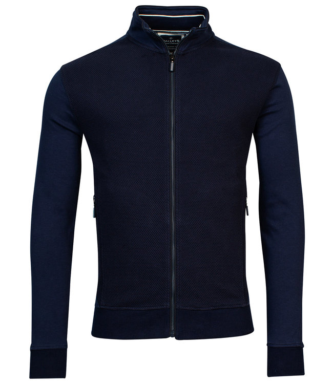 312216-60 heren sweat vest donkerblauw navy ritsen en zakken