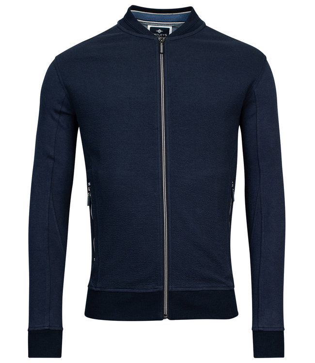 312220-60 heren sweat vest donkerblauw navy structuur