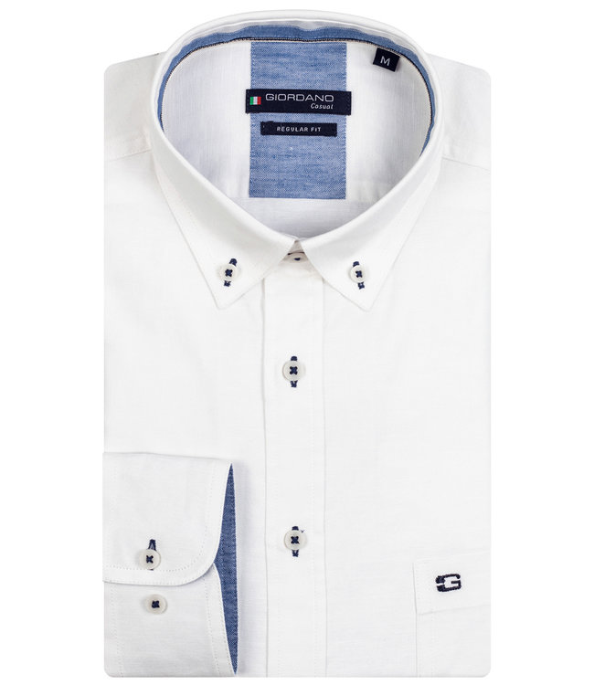 317005-10 heren overhemd lange mouw wit oxford 1knoops button down