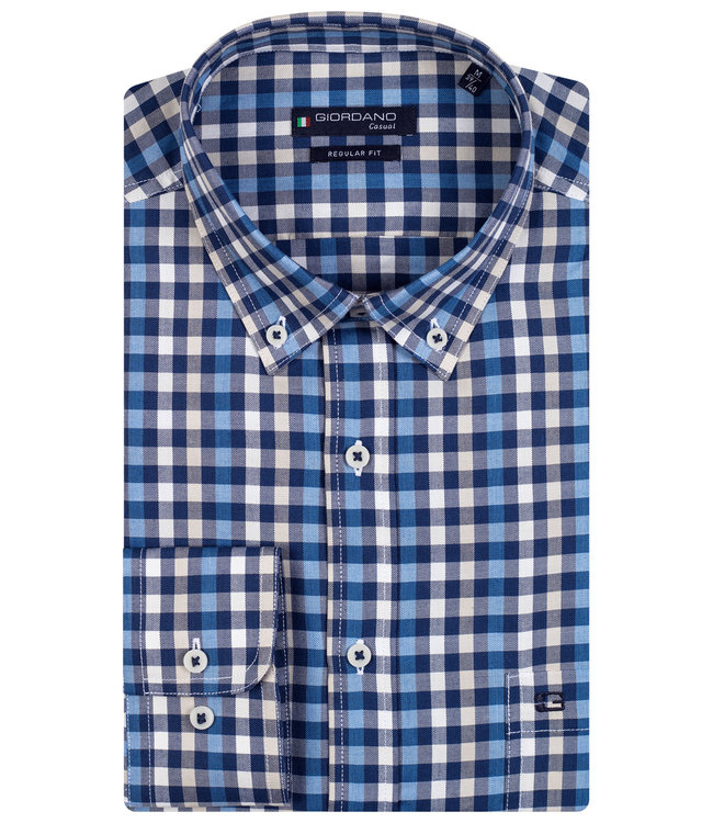 donkerblauw blauw wit taupe ruitje