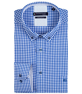 Giordano Regular Fit kobaltblauw wit ruitje button down