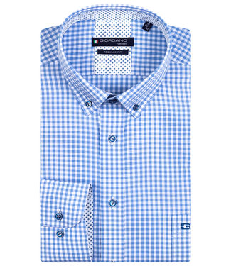 Giordano Regular Fit lichtblauw wit ruitje button down