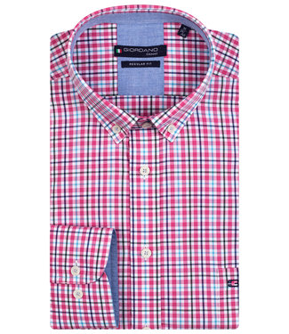 Giordano Regular Fit roze lichtblauw ruitje button down