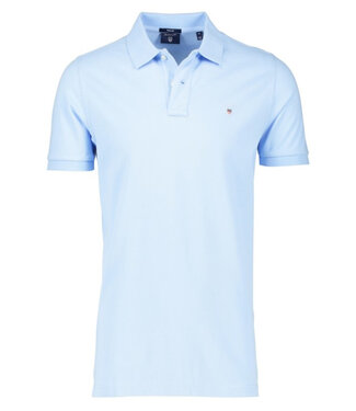 Gant lichtblauw heren polo korte mouw regular fit