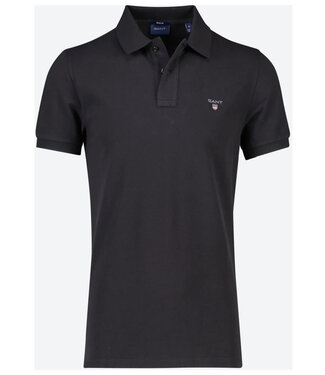 Gant zwart heren polo korte mouw regular fit