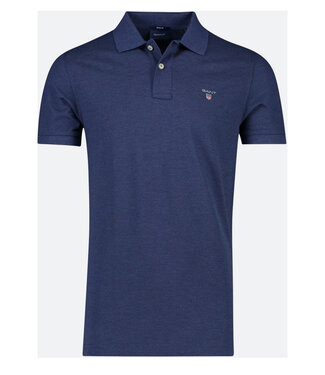 Gant marine melange heren polo korte mouw regular fit