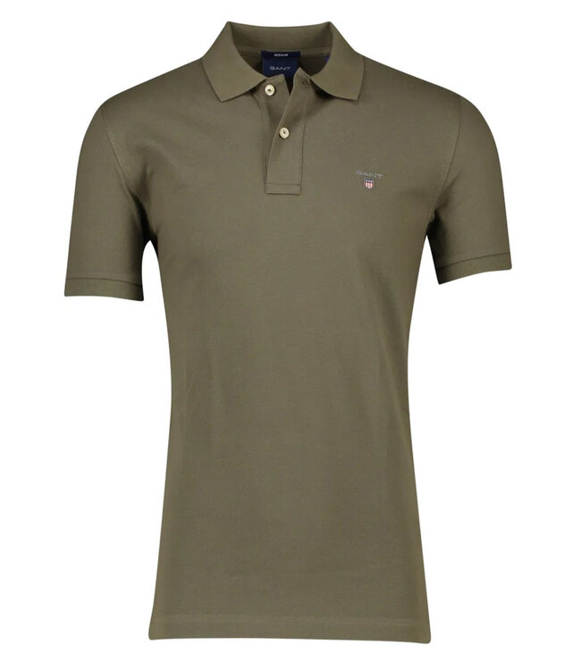 Gant 2023 2201-301 donkergroen juniper green heren polo korte mouw regular fit
