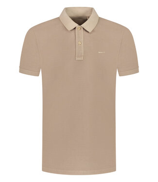 Gant beige gewassen heren polo korte mouw