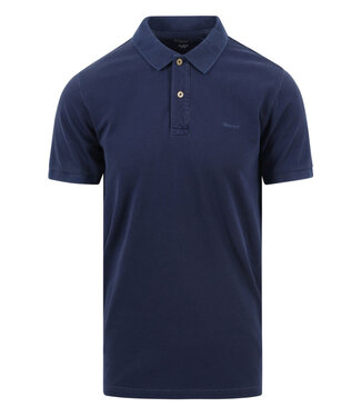 Gant donkerblauw gewassen heren polo korte mouw